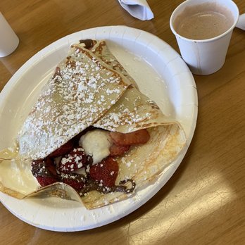 Crepe Cafe - Sweet Ricotta Cheese and Strawberries Crepe added chocolate - Creperies Near Me - Deerfield Beach, Florida Crepe Cafe - Sweet Ricotta Cheese and Strawberries Crepe added chocolate - Creperies Near Me - Deerfield Beach, Florida