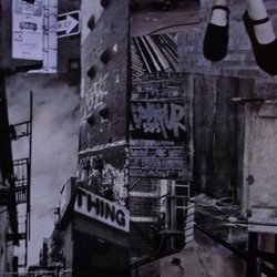 Crow's Nest Studio - IT'S AN URBAN THING Black and white Collage, mounted on black foam core. $100