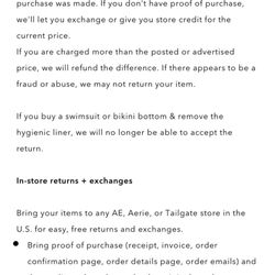 American Eagle Outfitters - Company Return Policy