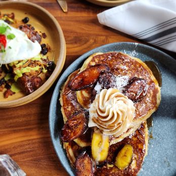 Ember Kitchen - Plantain pancakes - Latin American Near Me - Austin, Texas Ember Kitchen - Plantain pancakes - Latin American Near Me - Austin, Texas