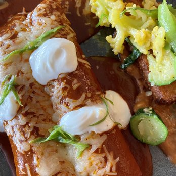 Prospect Gourmand - Chicken enchiladas! LOVED the rice potato cake thing that came with it! - New American Near Me - Beverly Hills, California Prospect Gourmand - Chicken enchiladas! LOVED the rice potato cake thing that came with it! - New American Near Me - Beverly Hills, California