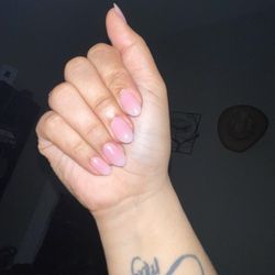 Sky Nails - Full set, with clear pink polish.