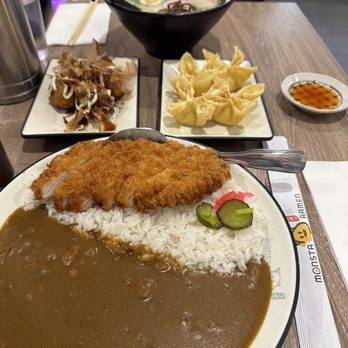Monsta Ramen - pork cutlet curry bowl, tonkotsu ramen, takoyaki and cheese wonton - Japanese Curry Near Me - San Diego, California Monsta Ramen - pork cutlet curry bowl, tonkotsu ramen, takoyaki and cheese wonton - Japanese Curry Near Me - San Diego, California