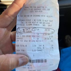 Bill's Ace Hardware Concord - Returned some nuts.