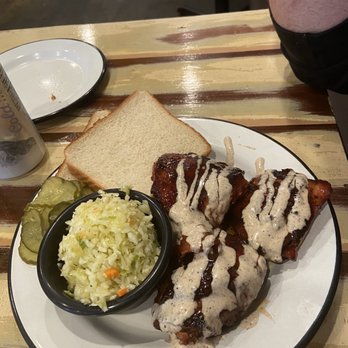 Saw's Soul Kitchen - Chicken thighs, come with two sides. - Barbeque Near Me - Birmingham, Alabama