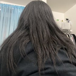 Irene's Hair Salon - Dominican Style - After--how my hair looks now after this disgusting shameful visit from this unqualified "salon".