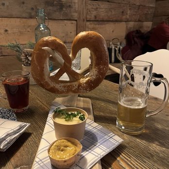 Alpenrose Vail - Pretzel and cheese/mustard - German Near Me - Vail, Colorado