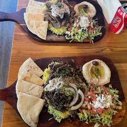 gyro plate on top and shawarma plate on bottom gyro plate on top and shawarma plate on bottom
