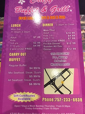 Menu photo 5 Crazy Buffet & Grill Chesapeake, VA