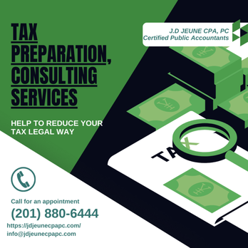 J D Jeune ,CPA, PC - Call us for your tax preparation or planning for a consultation. - Accountants Near Me - River Edge, New Jersey J D Jeune ,CPA, PC - Call us for your tax preparation or planning for a consultation. - Accountants Near Me - River Edge, New Jersey