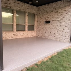 Cooks Custom Coatings Epoxy flooring - Real Marble Chip Color- Pumice. Natural stone blends in perfectly against preexisting stone