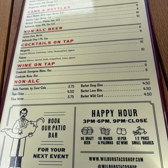 Wilbur Taco - Drinks Menu - Mexican Near Me - Toronto, Ontario