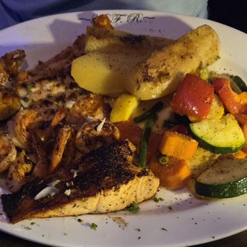 Marietta Fish Market - Island Platter (broiled salmon, grilled shrimp, mixed veggies, and lemon potatoes) - Seafood Near Me - Marietta, Georgia Marietta Fish Market - Island Platter (broiled salmon, grilled shrimp, mixed veggies, and lemon potatoes) - Seafood Near Me - Marietta, Georgia