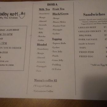 Why Not My Pho Kitchen - Menu - Vietnamese Near Me - Yakima, Washington