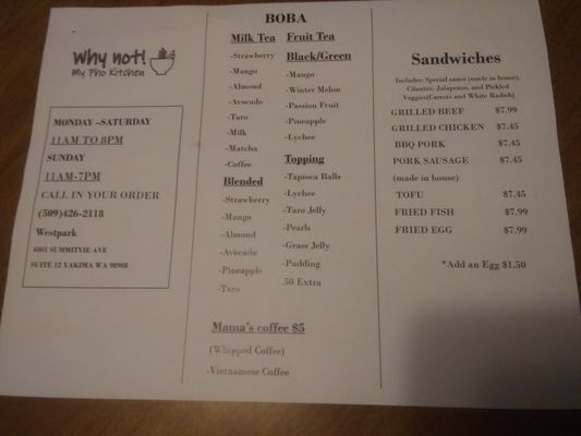 Menu photo 6 Why Not My Pho Kitchen Yakima, WA