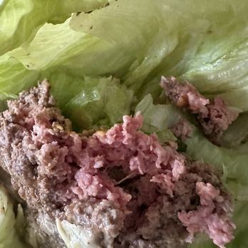 Burger Bench - Raw hamburger-supposed to be well done! - American Near Me - Escondido, California Burger Bench - Raw hamburger-supposed to be well done! - American Near Me - Escondido, California
