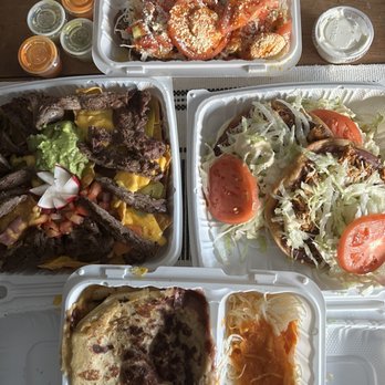 Benitos Place - Top: Enchiladas Hondurenas, left: steak nachos, right: pollo tostadas, bottom: papusas - Latin American Near Me - Washington, DC, District of Columbia Benitos Place - Top: Enchiladas Hondurenas, left: steak nachos, right: pollo tostadas, bottom: papusas - Latin American Near Me - Washington, DC, District of Columbia