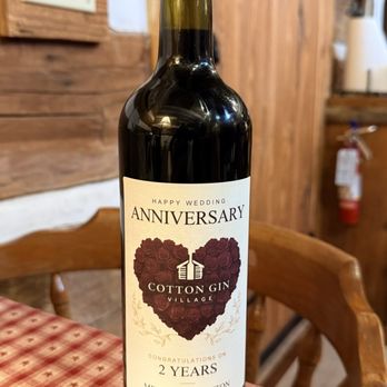 Cotton Gin Village - 2nd Year Anniversary gifted wine - Bed & Breakfast Near Me - Fredericksburg, Texas Cotton Gin Village - 2nd Year Anniversary gifted wine - Bed & Breakfast Near Me - Fredericksburg, Texas