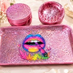 Floretta's Sanctuary - Rolling tray set which includes a rolling tray, ashtray, and storage jar