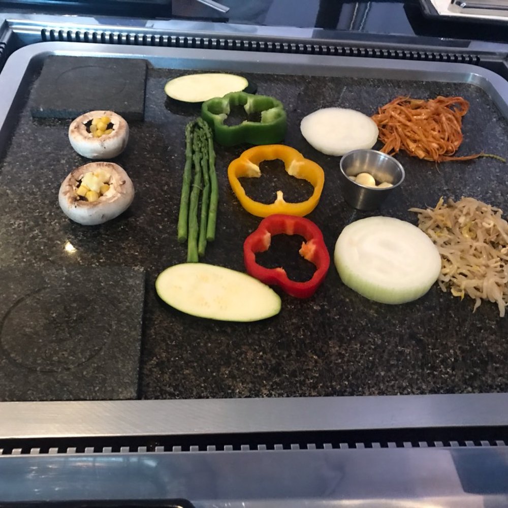Seul BBQ - All the fresh veggies getting grilled, yum! - Korean Near Me - Palma, PM