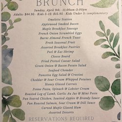 Uniontown Country Club - Easter buffet menu