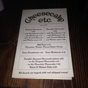 Cheesecake Etc - Front of menu~ - Desserts Near Me - Vancouver, British Columbia Cheesecake Etc - Front of menu~ - Desserts Near Me - Vancouver, British Columbia