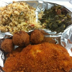 Soul Cat Cuisine Mobile Food Truck - Fried Catfish, hush puppies, collard green, & dirty rice!