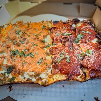 Squared - Half chicken parm Half pepperoni - Food Delivery Services Near Me - Elmwood Park, New Jersey Squared - Half chicken parm Half pepperoni - Food Delivery Services Near Me - Elmwood Park, New Jersey
