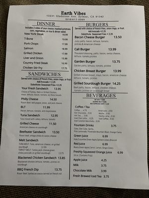 Menu photo 3 Earth Vibes Slymar, CA