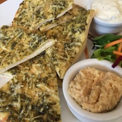 Cafe Affair - Pesto pita with yogurt and hummus