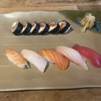 The Lemon Grass - Lunch Special - Nigiri & regular roll (bagel roll) combo ($16.95). They never brought my miso soup, gyoza and egg roll. - Sushi Bars Near Me - St. Petersburg, Florida