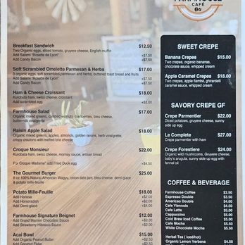 Farmhouse Cafe - Menu as of 10/2023 - Breakfast & Brunch Near Me - Honolulu, Hawaii