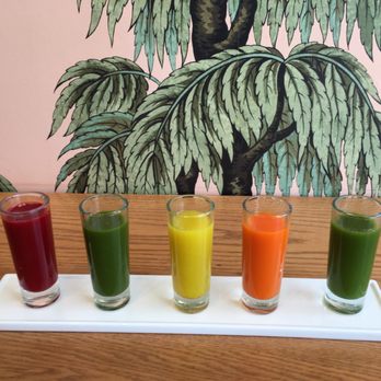 Just Juice 4 Life - Flight of 5 juices for $8, meant to be tasted right to left: 'kale ale,' 'anti-inflam,' 'fireball,' 'green love' and 'beet it' - Juice Bars & Smoothies Near Me - Rochester, New York Just Juice 4 Life - Flight of 5 juices for $8, meant to be tasted right to left: 'kale ale,' 'anti-inflam,' 'fireball,' 'green love' and 'beet it' - Juice Bars & Smoothies Near Me - Rochester, New York