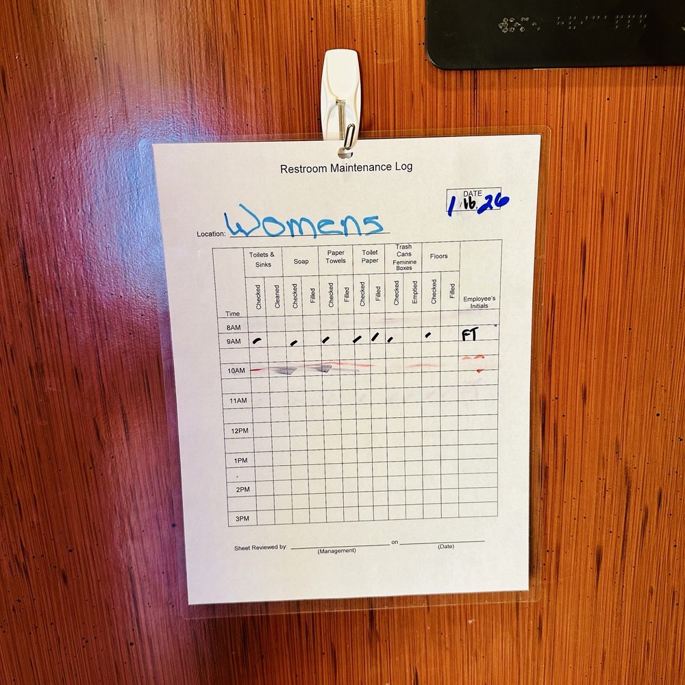 Abracadabra's - Bathrooms with cleaning checks posted - Breakfast & Brunch Near Me - Idaho Falls, Idaho Abracadabra's - Bathrooms with cleaning checks posted - Breakfast & Brunch Near Me - Idaho Falls, Idaho
