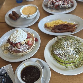 Brownstone Pancake Factory - Pistachio Pancakes Fresh Whipped Cheddar Grits Pork Sausage Strawberry French Toast Pancakes Deluxe - Breakfast & Brunch Near Me - Edgewater, New Jersey Brownstone Pancake Factory - Pistachio Pancakes Fresh Whipped Cheddar Grits Pork Sausage Strawberry French Toast Pancakes Deluxe - Breakfast & Brunch Near Me - Edgewater, New Jersey