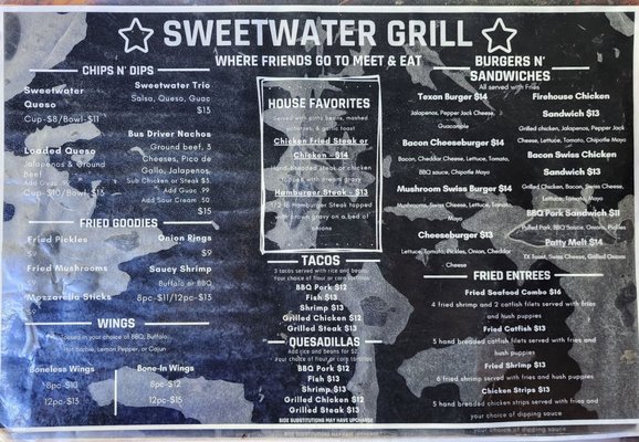 Menu photo 1 Sweetwater Grill Royse City, TX
