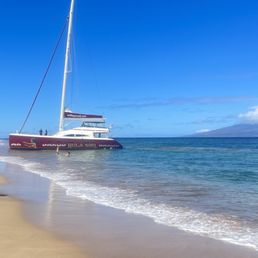 Walking to the catamaran...