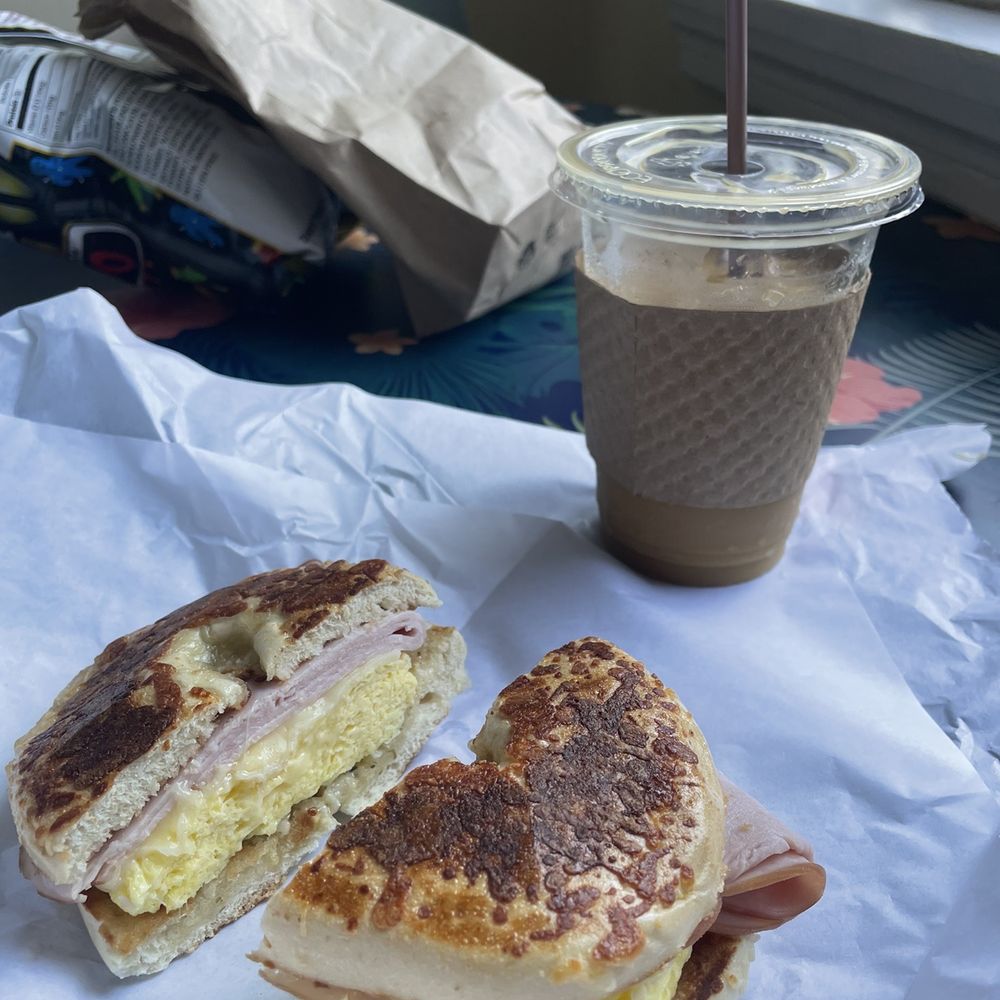 Thomas Street Market - Asiago bagel with Ham, Egg, and Swiss cheese - Beer, Wine & Spirits Near Me - Seattle, Washington Thomas Street Market - Asiago bagel with Ham, Egg, and Swiss cheese - Beer, Wine & Spirits Near Me - Seattle, Washington