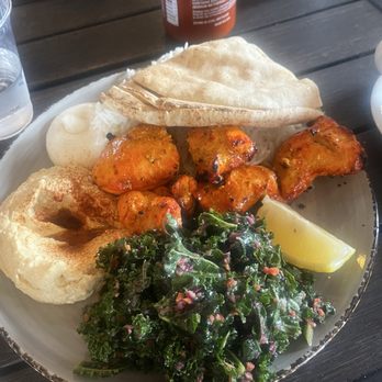 Crimson - #1 Chicken Kabob (White Meat) with side Kale Salad & humus - Mediterranean Near Me - Santa Monica, California