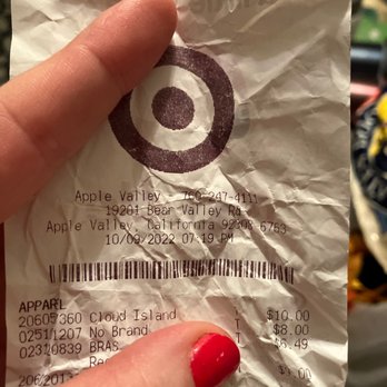 Target - Receipt - Department Stores Near Me - Apple Valley, California
