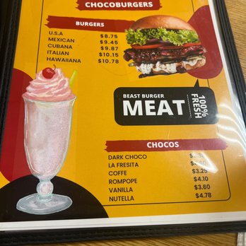 Chocoburgers - a menu for a restaurant - Mexican Near Me - San Antonio, Texas Chocoburgers - a menu for a restaurant - Mexican Near Me - San Antonio, Texas