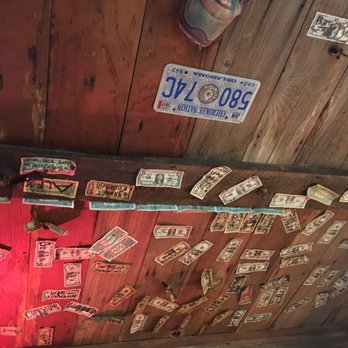 Sourdough Saloon - Ceilings decorated with Dollar bills - very exciting place. - Pizza Near Me - Beatty, Nevada