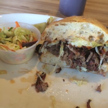 Storrs Smokehouse - My half destroyed brisket sandwich. - Smokehouse Near Me - Newberg, Oregon Storrs Smokehouse - My half destroyed brisket sandwich. - Smokehouse Near Me - Newberg, Oregon
