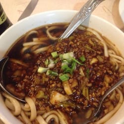 Spicy Noodle House - Celery and ground beef chili noodle soup