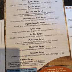 Bushmill Tavern - Burger Menu Dec 2023