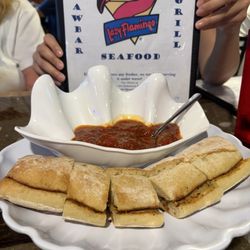 Flamingo Garlic Bread with Marinara Sauce