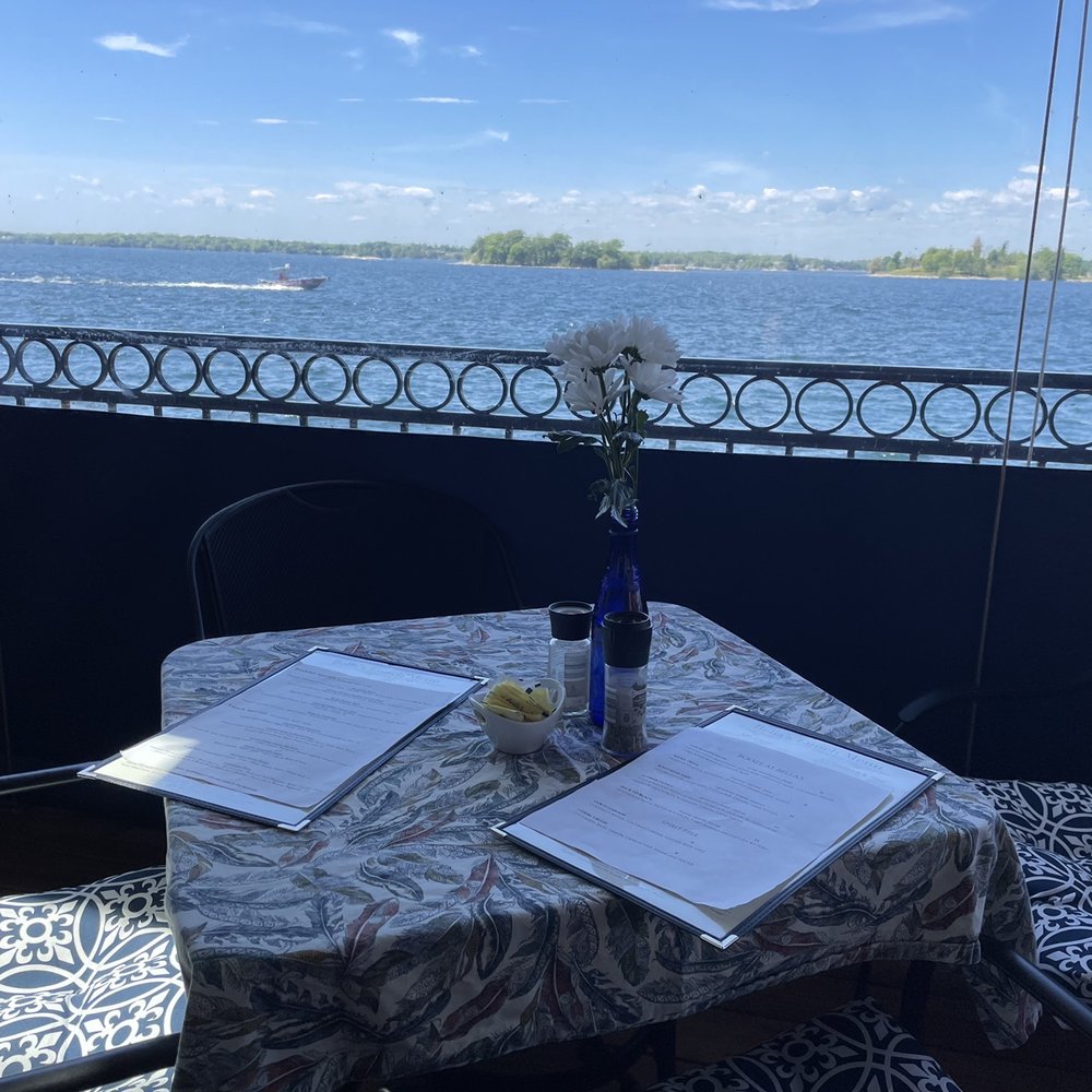 Bella's Bakery & Bistro - Our table overlooking St. Lawrence river and Grindstone Island... - New American Near Me - Clayton, New York