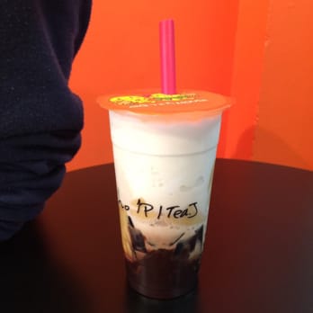 QQ Tea House - Pudding + tea jelly iced milk drink. 50% chocolate!! - Bubble Tea Near Me - Honolulu, Hawaii