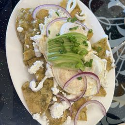Charriquiles & eggs (green salsa)