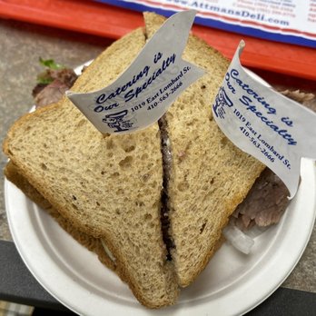 Attman's Delicatessen - Brisket sandwich on WHEAT, not rye - Delis Near Me - Baltimore, Maryland Attman's Delicatessen - Brisket sandwich on WHEAT, not rye - Delis Near Me - Baltimore, Maryland